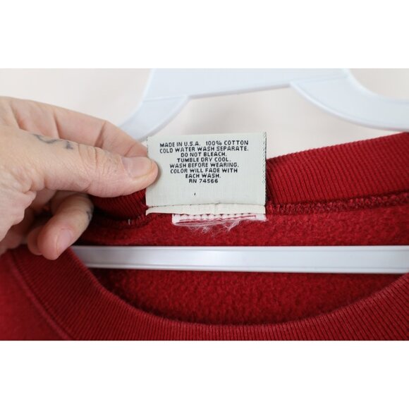 Vintage 90s Fossil Watch Mens Medium Faded Spell Out Crewneck Sweatshirt Red USA - Picture 7 of 14